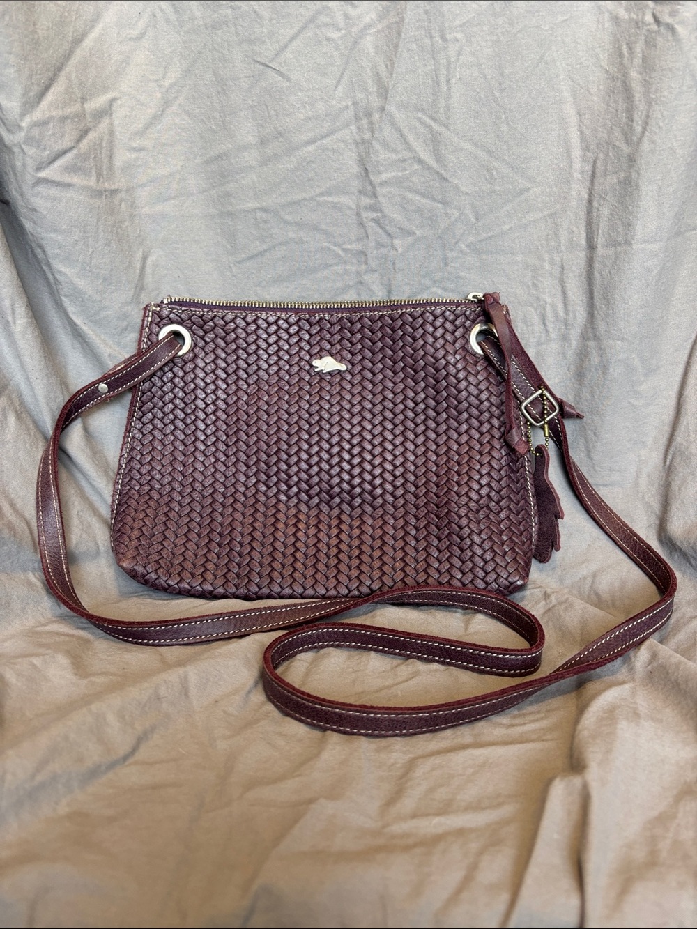 Roots Purple Crossbody Bag with Adjustable Strap